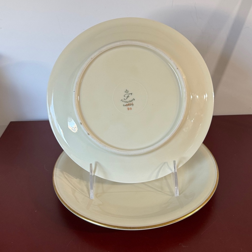 Antique furstrnberg Germany 2 salad plate Cream Dinner Plate with Gold Rim 7.5” - Picture 3 of 4